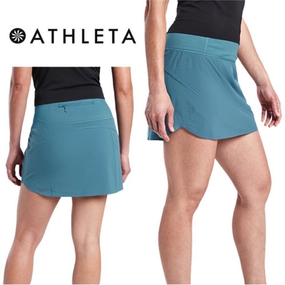 Athleta Teal Blue Run With It Skort Active Skirt Plus Size 2X w/ 3 pockets EUC
